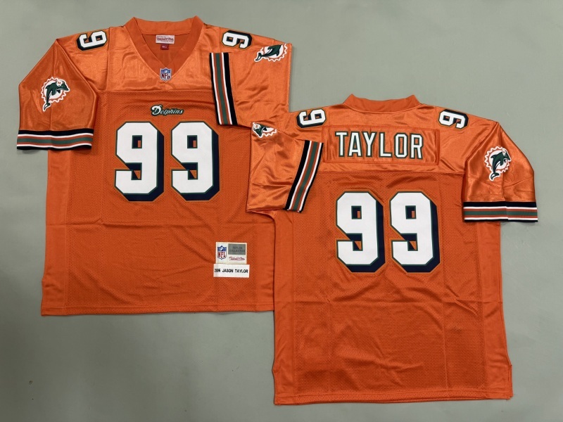 Men 2025 Miami Dolphins #99 Taylor orange Throwback Limited NFL Jersey style 002
